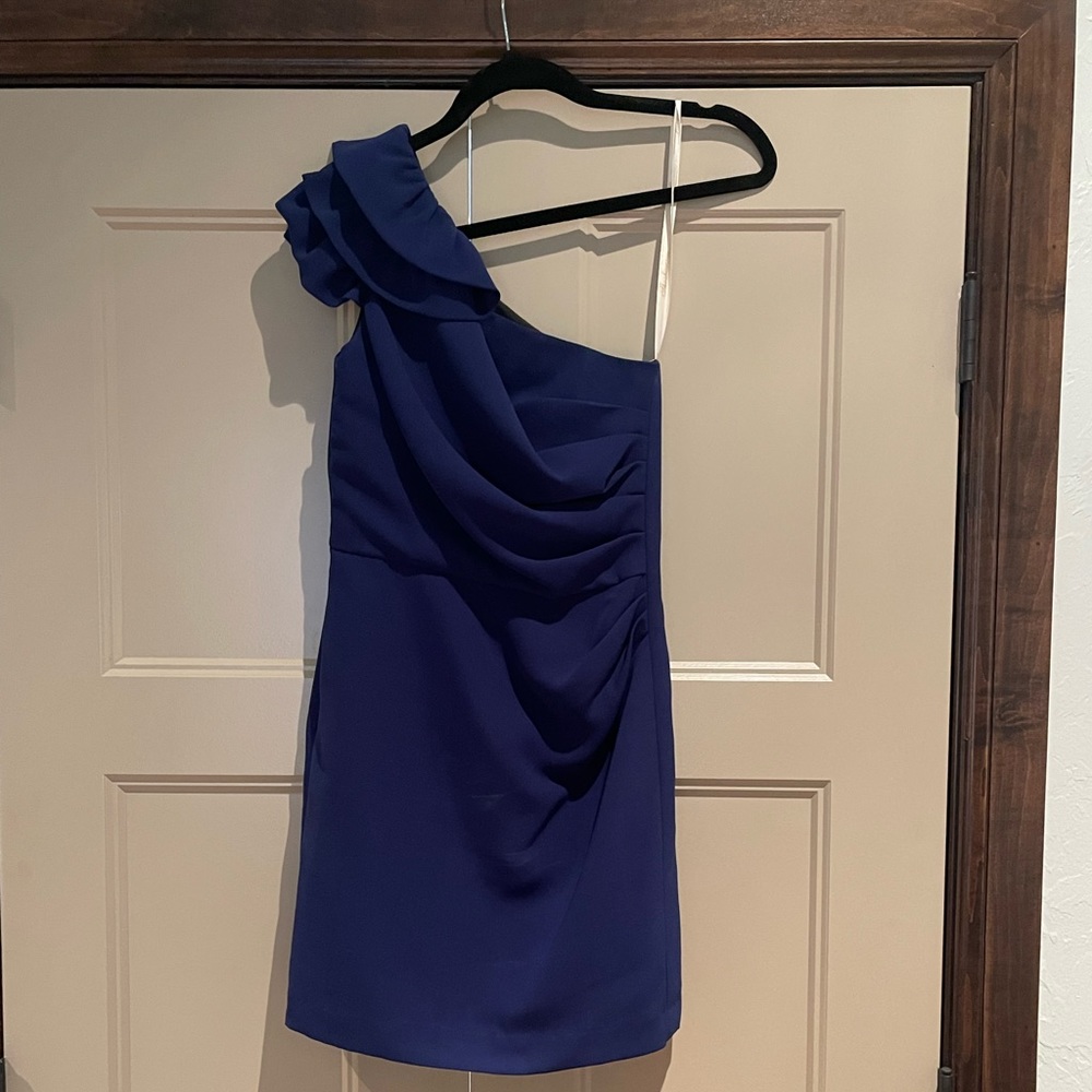 Shoshanna one shoulder cocktail dress royal blue NWOT
